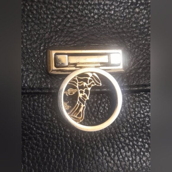 Authentic Versace  Collection Black Pebbled Leather Top Handle Bag - Picture 9 of 14